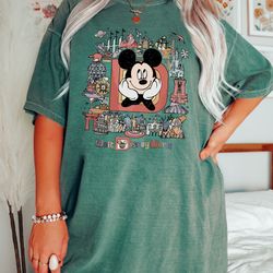 comfort colorsr vintage retro disney world shirt, custom character mickey minnie chip dale pooh shirt, mickey vintage re