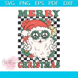 retro floral merry christmas vibes santa claus svg file
