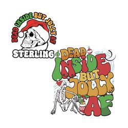 dead inside but jolly af skeleton santa svg file for cricut