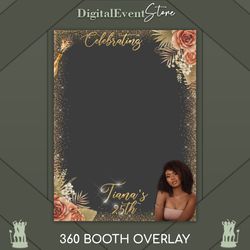 360 Overlay Photobooth Birthday 360 Gold Champagne Videobooth 360 Overlay Flowers BDay 360 Custom Template Selfi 360