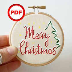 merry christmas lettering cross stitch mini embroidery holly christmas cross stitch chart