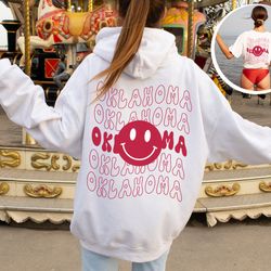 oklahoma shirt, smiley face hoodie, emoji crewneck sweatshirt