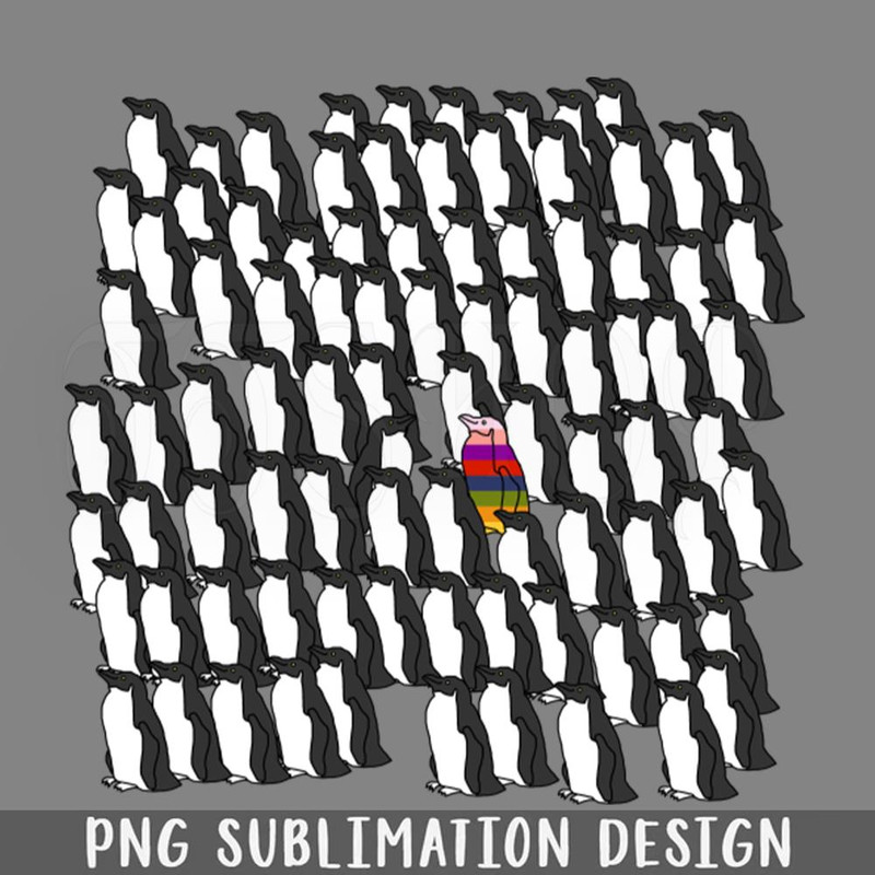 DMBB323-Black and White enguins and a Rainbow enguin PNG Download.jpg