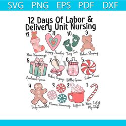 12 days of labor and delivery nurse christmas svg download