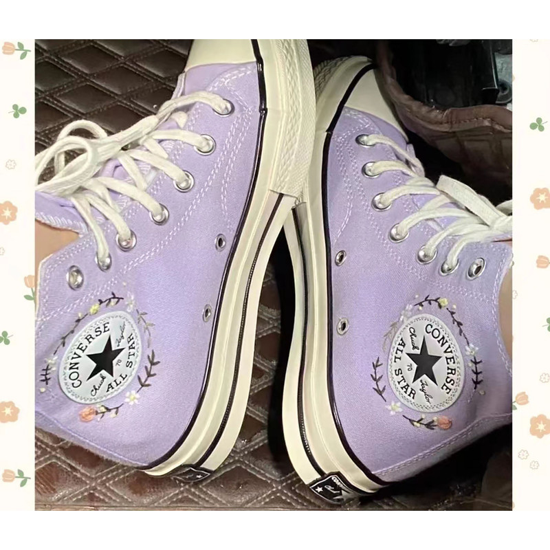 Custom Embroidery Shoes, Flower Converse Handmade, Women's Shoes, Wedding Gift, Converse Hi Chuck 1970s, Wedding Sneakers, Valentine Gift - 4.jpg