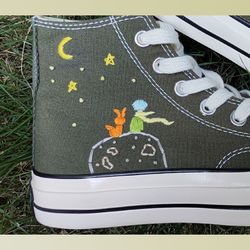 custom embroidery shoes, flower converse handmade, women's shoes, wedding gift, converse hi chuck 1970s, wedding sneaker