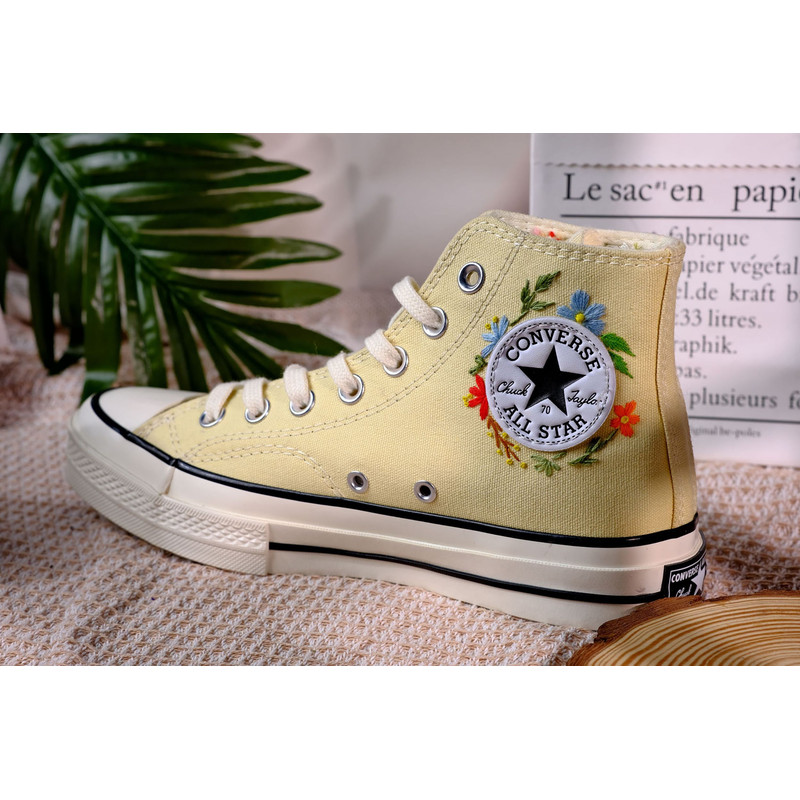 Custom Embroidery Shoes, Flower Converse Handmade, Women's Shoes, Wedding Gift, Converse Hi Chuck 1970s, Wedding Sneakers, Valentine Gift - 7.jpg