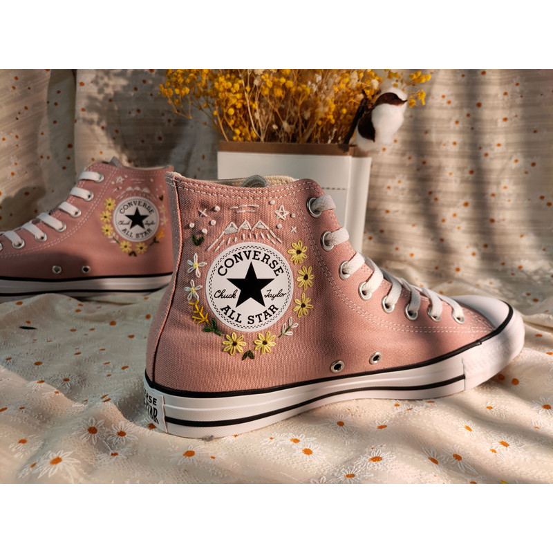 Custom Embroidery Shoes, Flower Converse Handmade, Women's Shoes, Wedding Gift, Converse Hi Chuck 1970s, Wedding Sneakers, Valentine Gift - 9.jpg
