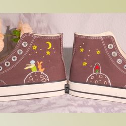 custom embroidery shoes, flower converse handmade, women's shoes, wedding gift, converse hi chuck 1970s, wedding sneaker