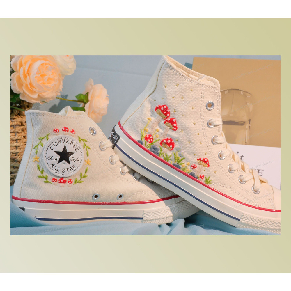 Custom Embroidery Shoes, Flower Converse Handmade, Women's Shoes, Wedding Gift, Converse Hi Chuck 1970s, Wedding Sneakers, Valentine Gift - 1.jpg