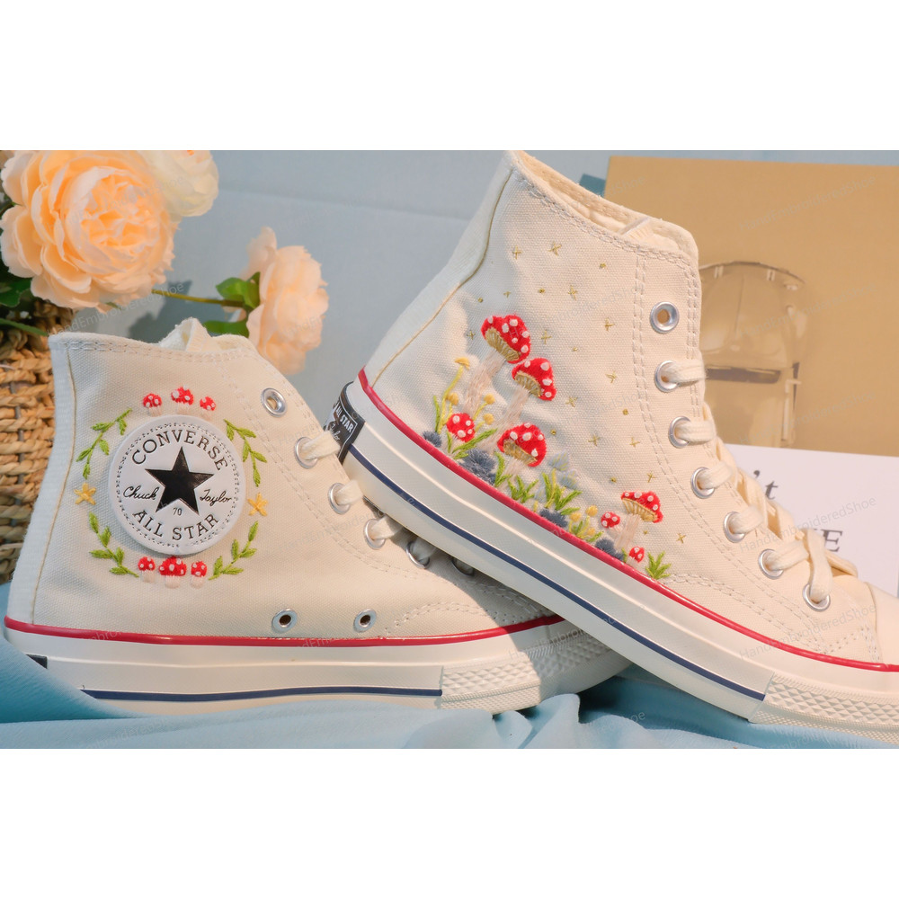 Custom Embroidery Shoes, Flower Converse Handmade, Women's Shoes, Wedding Gift, Converse Hi Chuck 1970s, Wedding Sneakers, Valentine Gift - 2.jpg