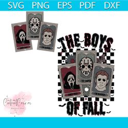 the boys of fall horror characters tarot card svg cricut file