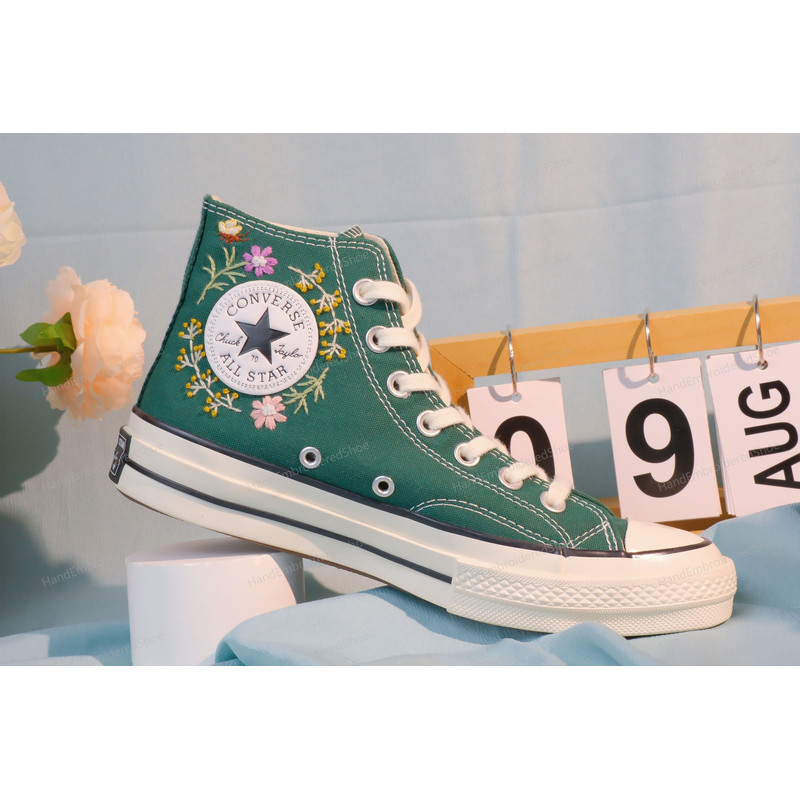 Custom Embroidery Shoes, Flower Converse Handmade, Women's Shoes, Wedding Gift, Converse Hi Chuck 1970s, Wedding Sneakers, Valentine Gift - 7.jpg