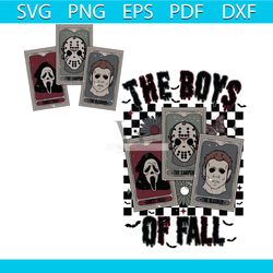 the boys of fall horror characters tarot card svg cricut file