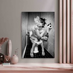 bathroom wall art bathroom wall decor funny bathroom art smoking on toilet canvas wall art