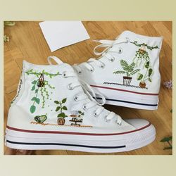 custom floral embroidered shoes, handmade embroidered converse, converse custom, converse wreath flower, custom flower c