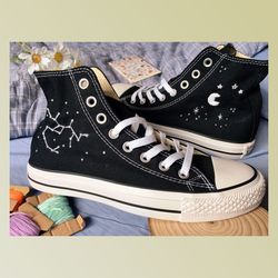 custom floral embroidered shoes, handmade embroidered converse, converse custom, converse wreath flower, custom flower c