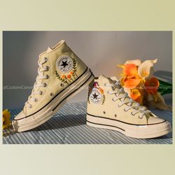 custom floral embroidered shoes, handmade embroidered converse, converse custom, converse wreath flower, custom flower c