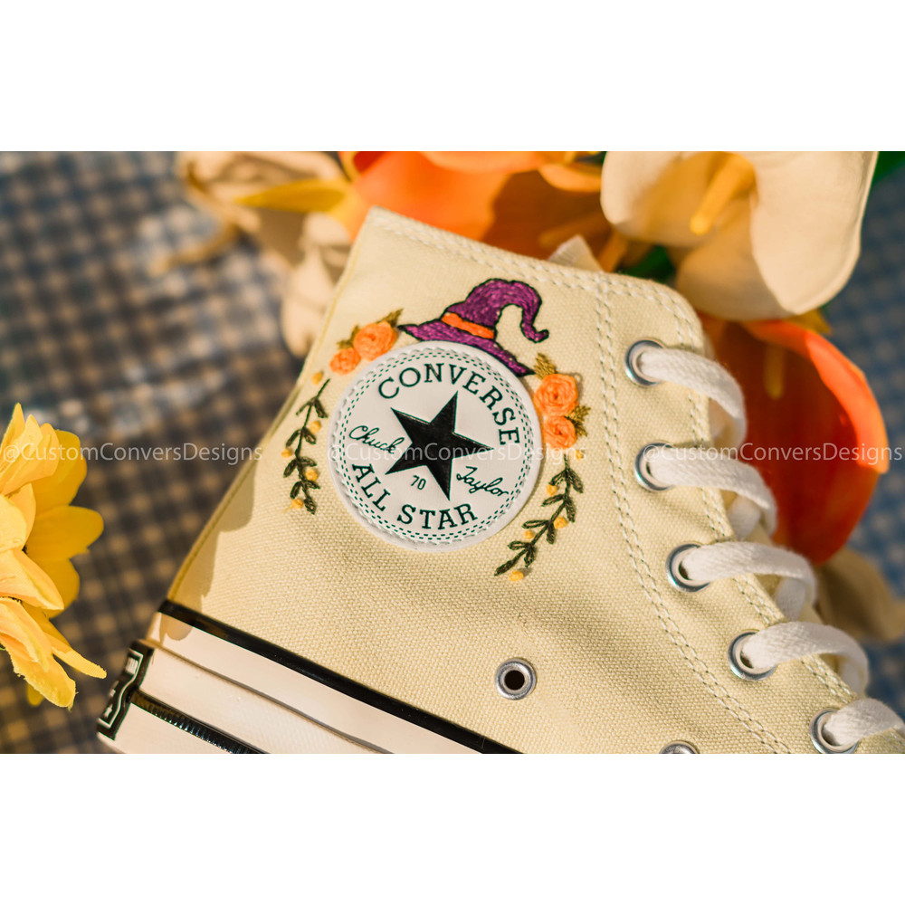 Custom Floral Embroidered Shoes, Handmade Embroidered Converse, Converse Custom, Converse Wreath Flower, Custom Flower Chuck Taylor 1970s - 8.jpg