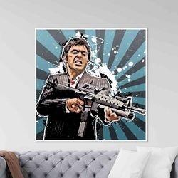 scarface poster say hello to my litttle friend tony montana movie hand made posters canvas print wall art home decor