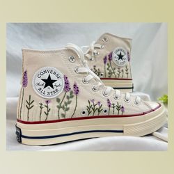 custom floral embroidered shoes, handmade embroidered converse, converse custom, converse wreath flower, custom flower c