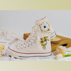 custom floral embroidered shoes, handmade embroidered converse, converse custom, converse wreath flower, custom flower c
