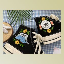 custom floral embroidered shoes, handmade embroidered converse, converse custom, converse wreath flower, custom flower c