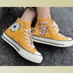 custom floral embroidered shoes, handmade embroidered converse, converse custom, converse wreath flower, custom flower c