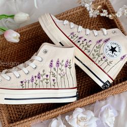 custom floral embroidered shoes, handmade embroidered converse, converse custom, converse wreath flower, custom flower c