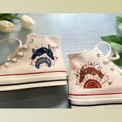custom floral embroidered shoes, handmade embroidered converse, converse custom, converse wreath flower, custom flower c