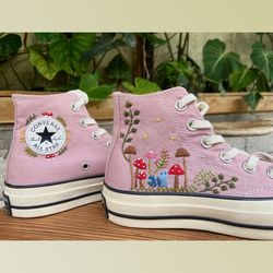 custom floral embroidered shoes, handmade embroidered converse, converse custom, converse wreath flower, custom flower c