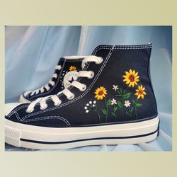 custom floral embroidered shoes, handmade embroidered converse, converse custom, converse wreath flower, custom flower c
