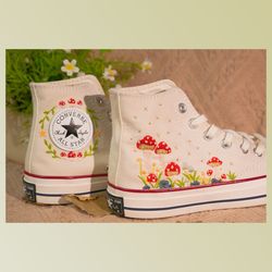 custom floral embroidered shoes, handmade embroidered converse, converse custom, converse wreath flower, custom flower c