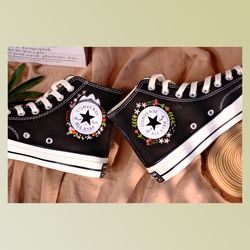 custom floral embroidered shoes, handmade embroidered converse, converse custom, converse wreath flower, custom flower c