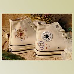 custom floral embroidered shoes, handmade embroidered converse, converse custom, converse wreath flower, custom flower c