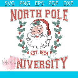 vintage christmas santa north pole university svg download