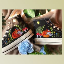custom floral embroidered shoes, handmade embroidered converse, converse custom, converse wreath flower, custom flower c