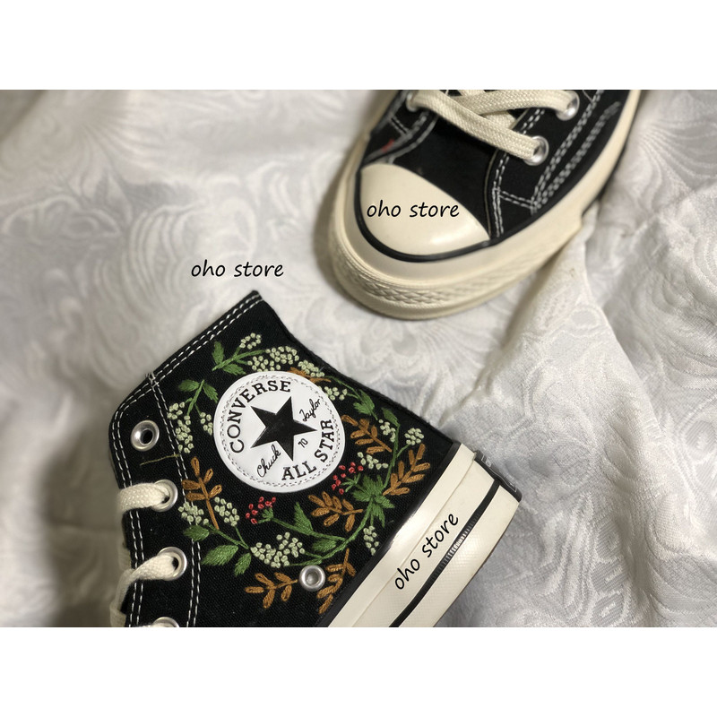 Custom Floral Embroidered Shoes, Handmade Embroidered Converse, Converse Custom, Converse Wreath Flower, Custom Flower Chuck Taylor 1970s - 7.jpg