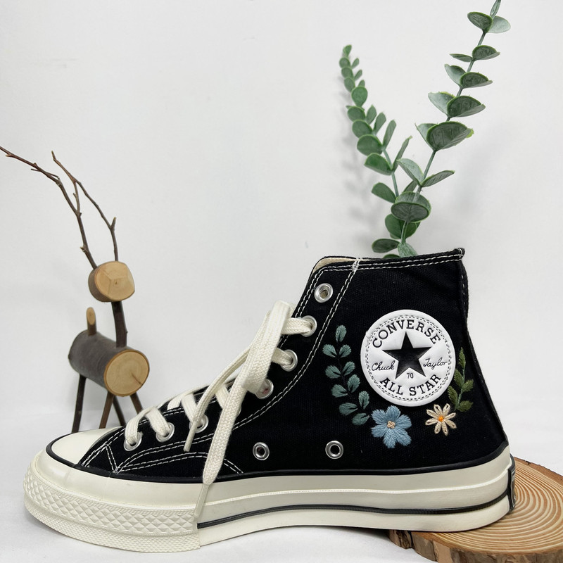 Mushroom And Ghost Converse, Halloween Converse, Custom Floral Embroidery Shoes, Converse Floral, Embroidered Mushroom Shoes, High Tops - 9.jpg