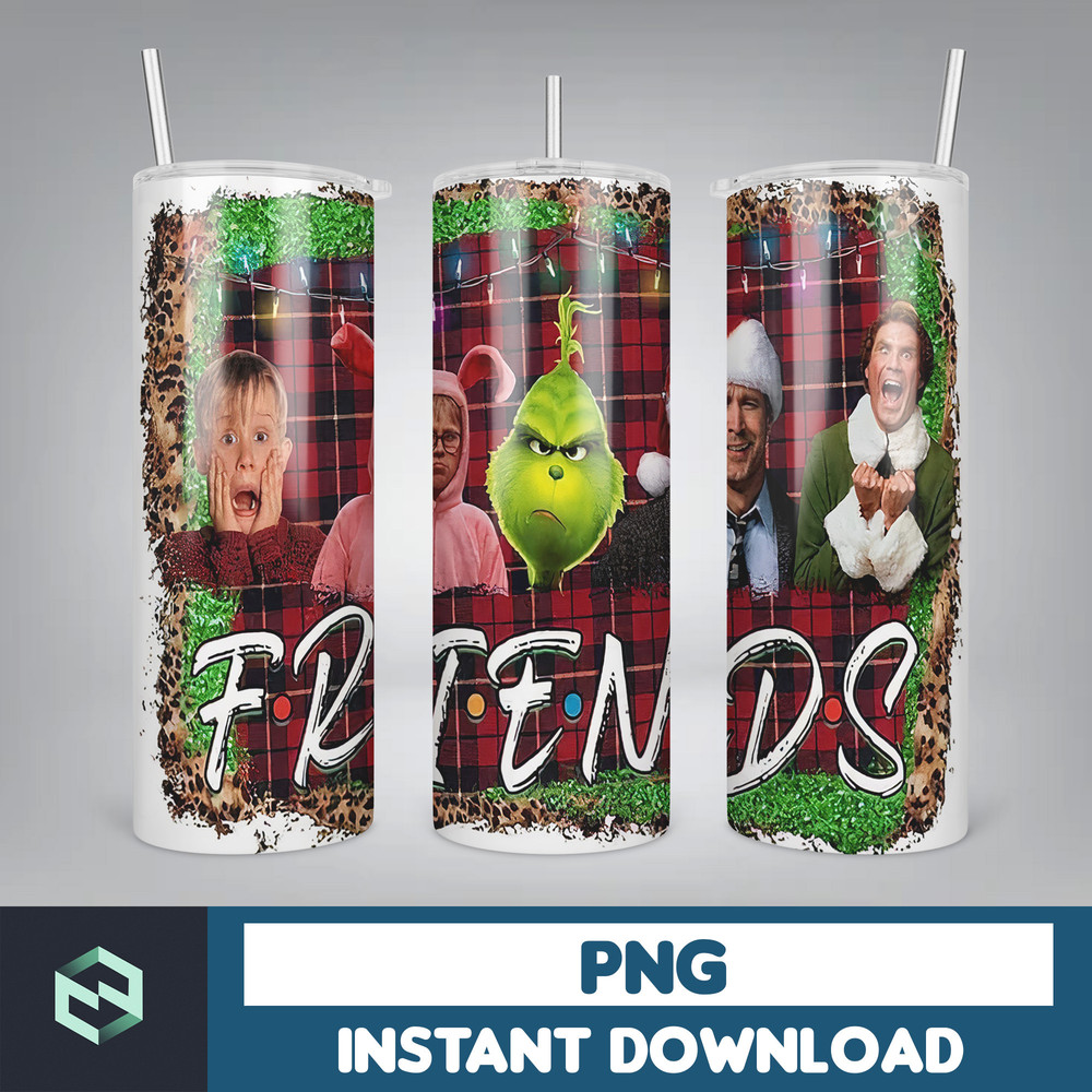Christmas Tumbler Sublimation Designs 20oz Skinny Tumbler Wrap, Cartoon Funny Christmas Design Tumbler PNG Digital 2D (7).jpg