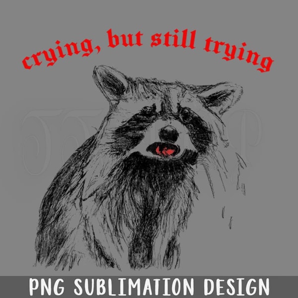 Crying Raccoon Crying But Still Trying Raccoon Lover PNG Download | Inspire Uplift
