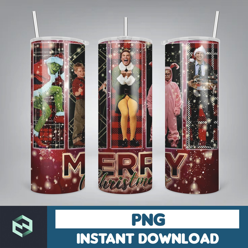 Christmas Tumbler Sublimation Designs 20oz Skinny Tumbler Wrap, Cartoon Funny Christmas Design Tumbler PNG Digital 2D (1).jpg