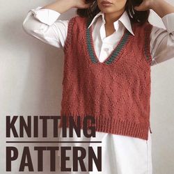 Pattern knitting a vest with knitting needles