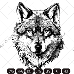 Wolf Face SVG File ,Wolf Head Svg , Wolf Svg , Wolf Clipart , Mountain Wolf Svg ,Wolf Shirt , Wolf Svg ,Files for Cricut
