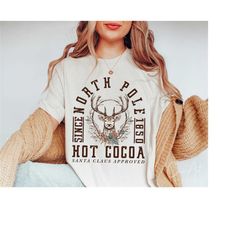 North Pole Hot Cocoa Png, Vintage Christmas Png, North Pole Mug Graphic, Cozy Holiday, Winter Png Sublimation Print Shirt Designs Download