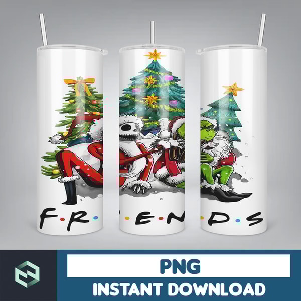 Christmas Tumbler Sublimation Designs 20oz Skinny Tumbler Wrap, Cartoon Funny Christmas Design Tumbler PNG Digital 2D (50).jpg