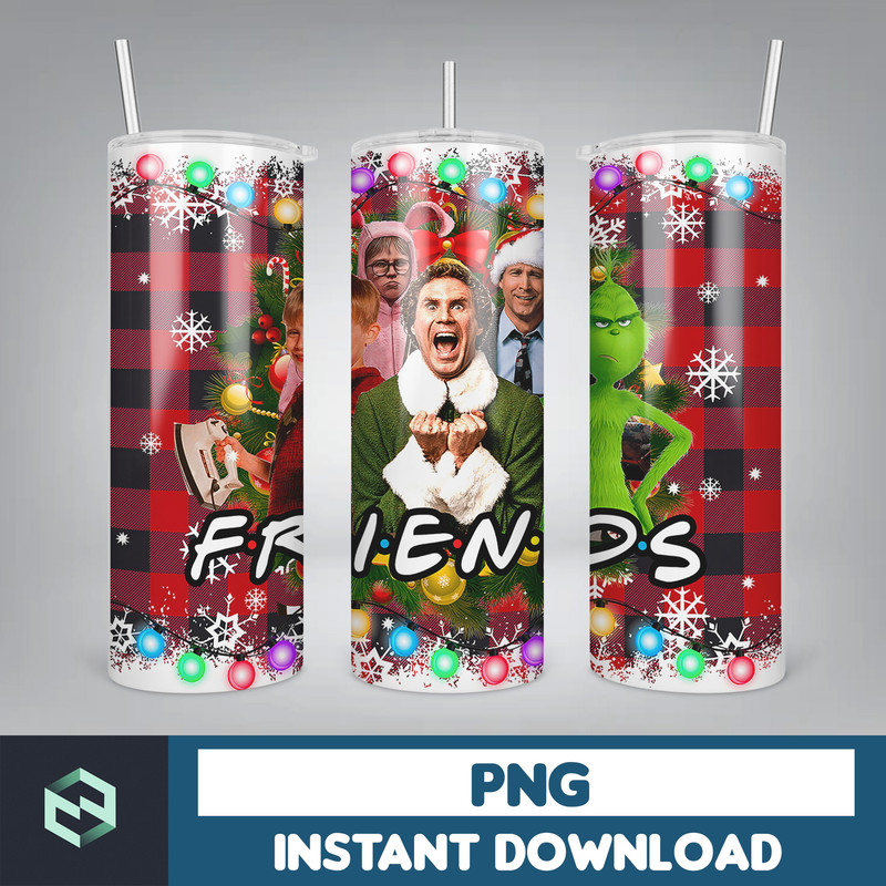Christmas Tumbler Sublimation Designs 20oz Skinny Tumbler Wrap, Cartoon Funny Christmas Design Tumbler PNG Digital 2D (56).jpg