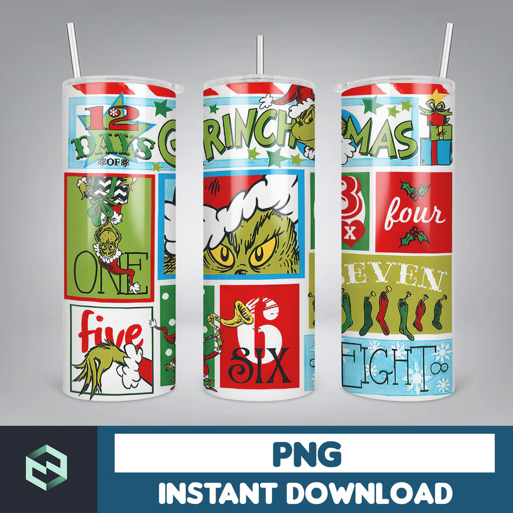 Christmas Tumbler Sublimation Designs 20oz Skinny Tumbler Wrap, Cartoon Funny Christmas Design Tumbler PNG Digital 2D (69).jpg