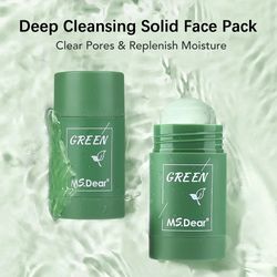 green tea cleansing solid face mask stick remove acne blackhead oil control deep moisturizing whitening skin care beauty