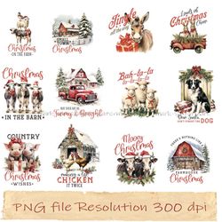 Christmas Farm Sublimation Bundle Graphic, Print Files, instantdownload